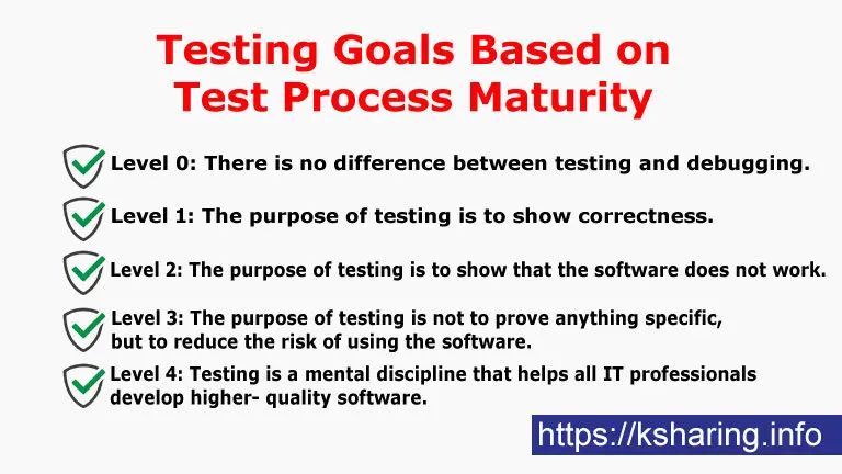 Software Testing Goals Based on Test Process Maturity